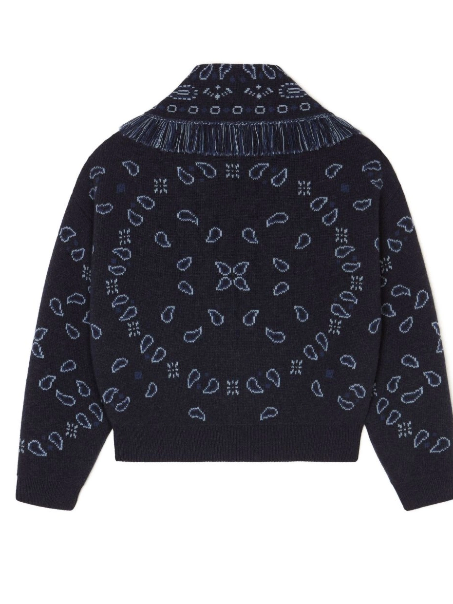 Cheap knitted Women Alanui bandana-pattern bomber jacket 0819